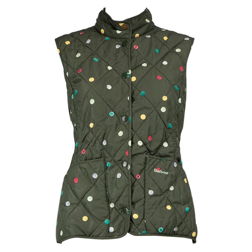 Barbour Barbour x Emma Bridgewater Green Spot Print Quilted Gillet Size M For Sale