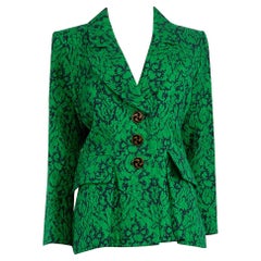 Saint Laurent Vintage Green Floral Pattern Blazer Size XXXL