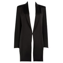 Alice + Olivia Black Satin Mid-Length Blazer Size M