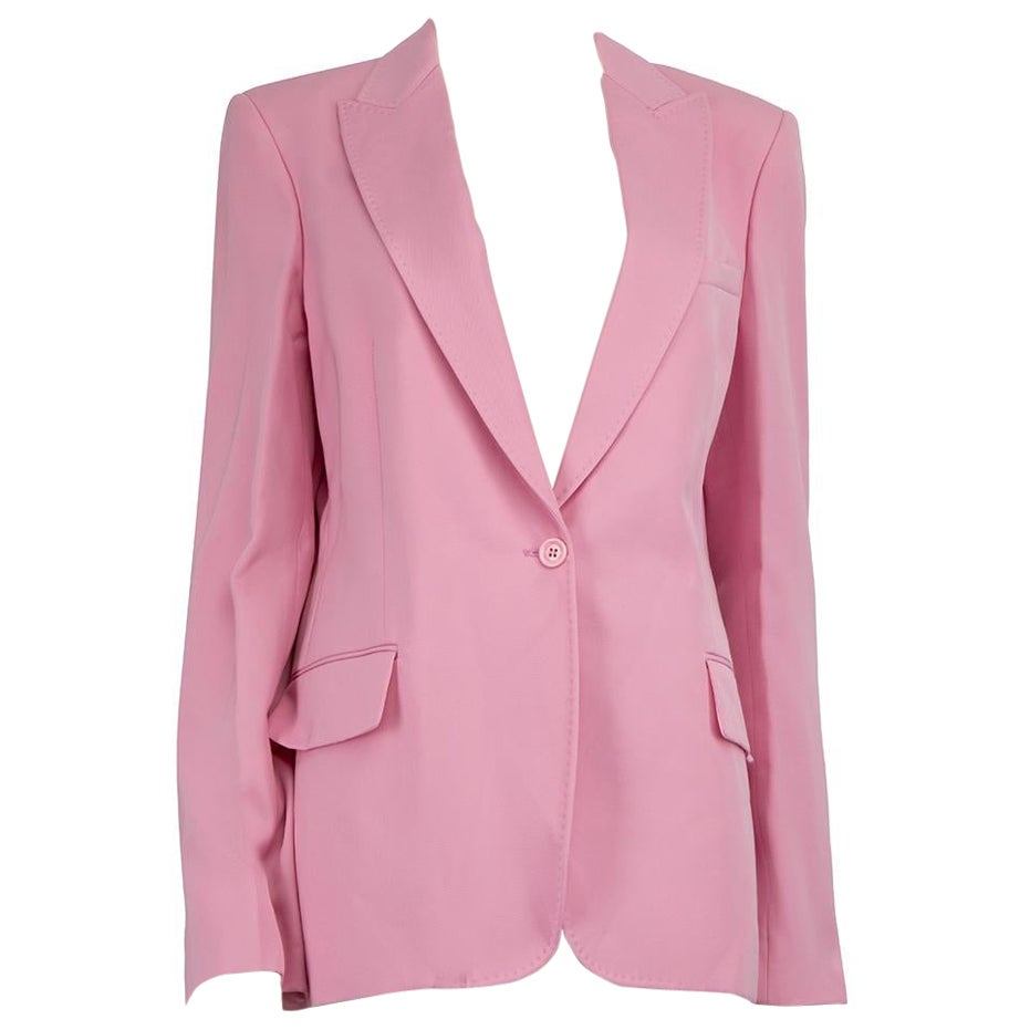 Stella McCartney Pink Wool Single Breasted Blazer Size L For Sale