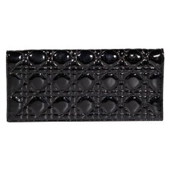 Dior Black Patent Lady Dior Cannage Chain Pouch