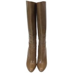 Jimmy Choo Tan Leather Knee High High Heel Boots