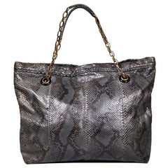 Lanvin Grey Snakeskin Happy Chain Handle Tote Bag