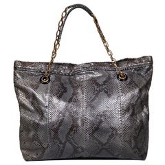 Lanvin Graue Tote Bag aus Schlangenhaut mit Happy Chain Handle