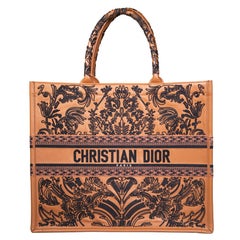 Dior Brown Calfskin Cornely Effect Embroidered Large Book Tote