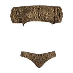 Lisa Marie Fernandez Gold Ruffle Accent Bikini Set Size XS