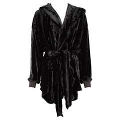 Forte_Forte Black Velvet Hooded Coat Size S