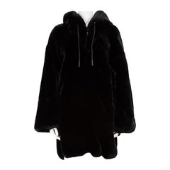 Moose Knuckles Black Faux Fur Hooded Zip Coat Size S