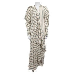 Used A.W.A.K.E. MODE White Striped Print Duster Coat Size S