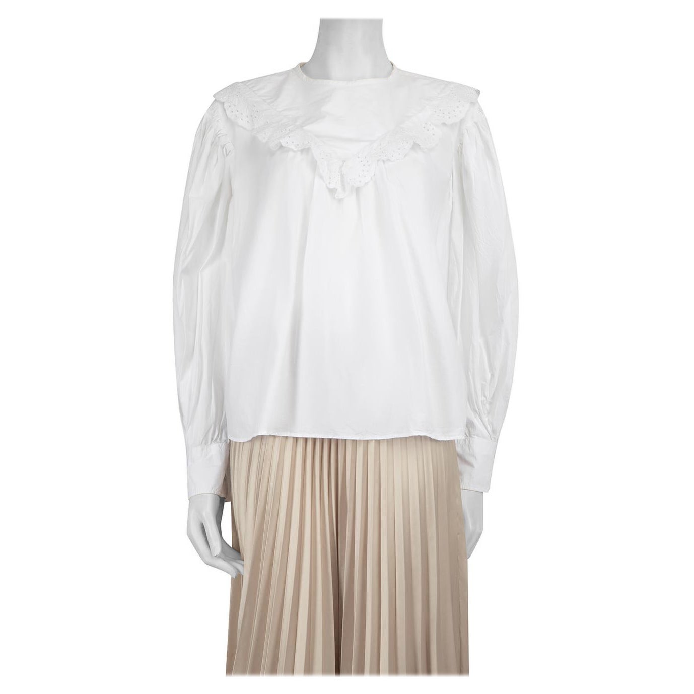 Isabel Marant Isabel Marant Etoile White Lace Trimmed Blouse Size XL For Sale