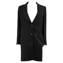 Lanvin Black Wool Zip Detail Mid-Length Coat Size M