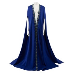 Honayda AW22 Blue Embroidered Detail Long Cape Size L