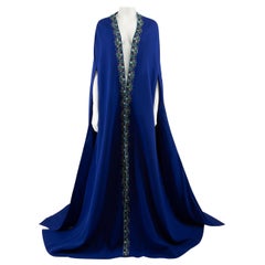 Honayda AW22 Blue Embroidered Accent Long Cape Size XL
