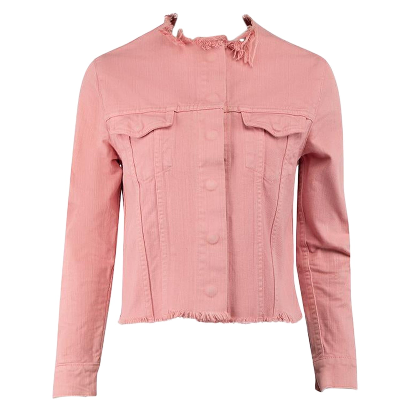 Marques Almeida Pink Frayed Edge Denim Jacket Size S For Sale