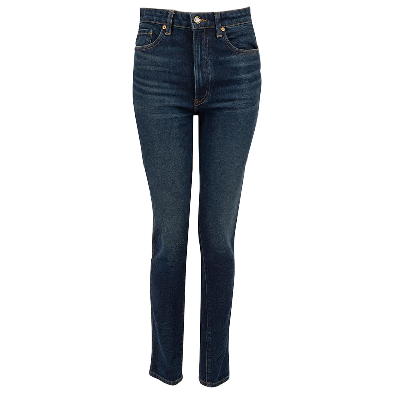 Khaite Blue Denim Vanessa Stone Wash Skinny Jeans Size M For Sale