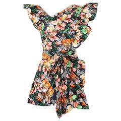 Isabel Marant Floral Print One Shoulder Mini Dress Size L