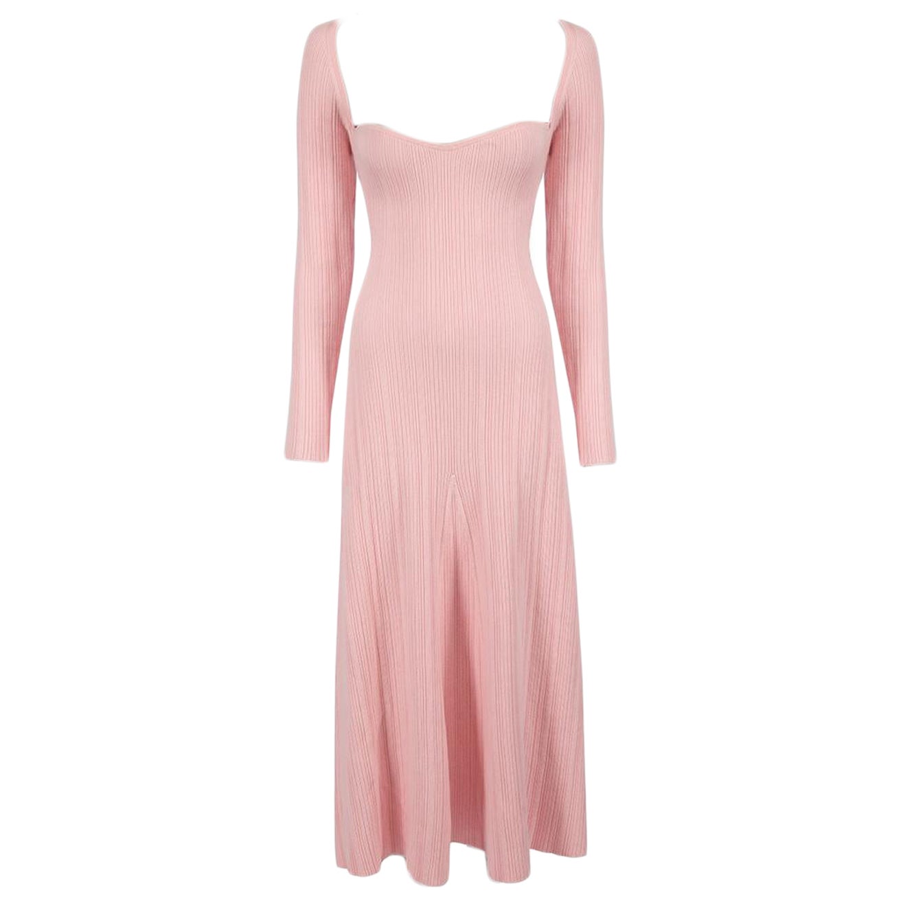 ANNA QUAN Pink Rib Knit Midi Dress Size XL For Sale