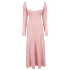 ANNA QUAN Pink Rib Knit Midi Dress Size XL