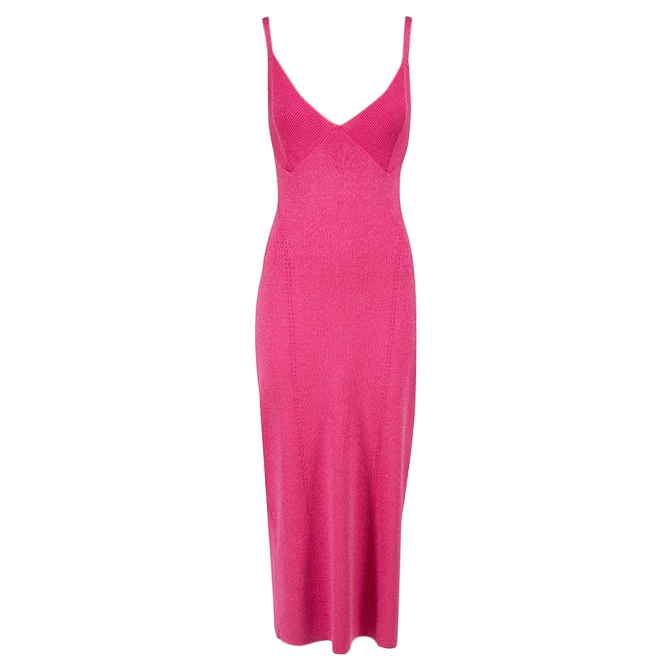 STAUD Hot Pink Bodycon Midi Dress Size L For Sale