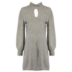 Allude Grey Keyhole Detail Knit Mini Dress Size M
