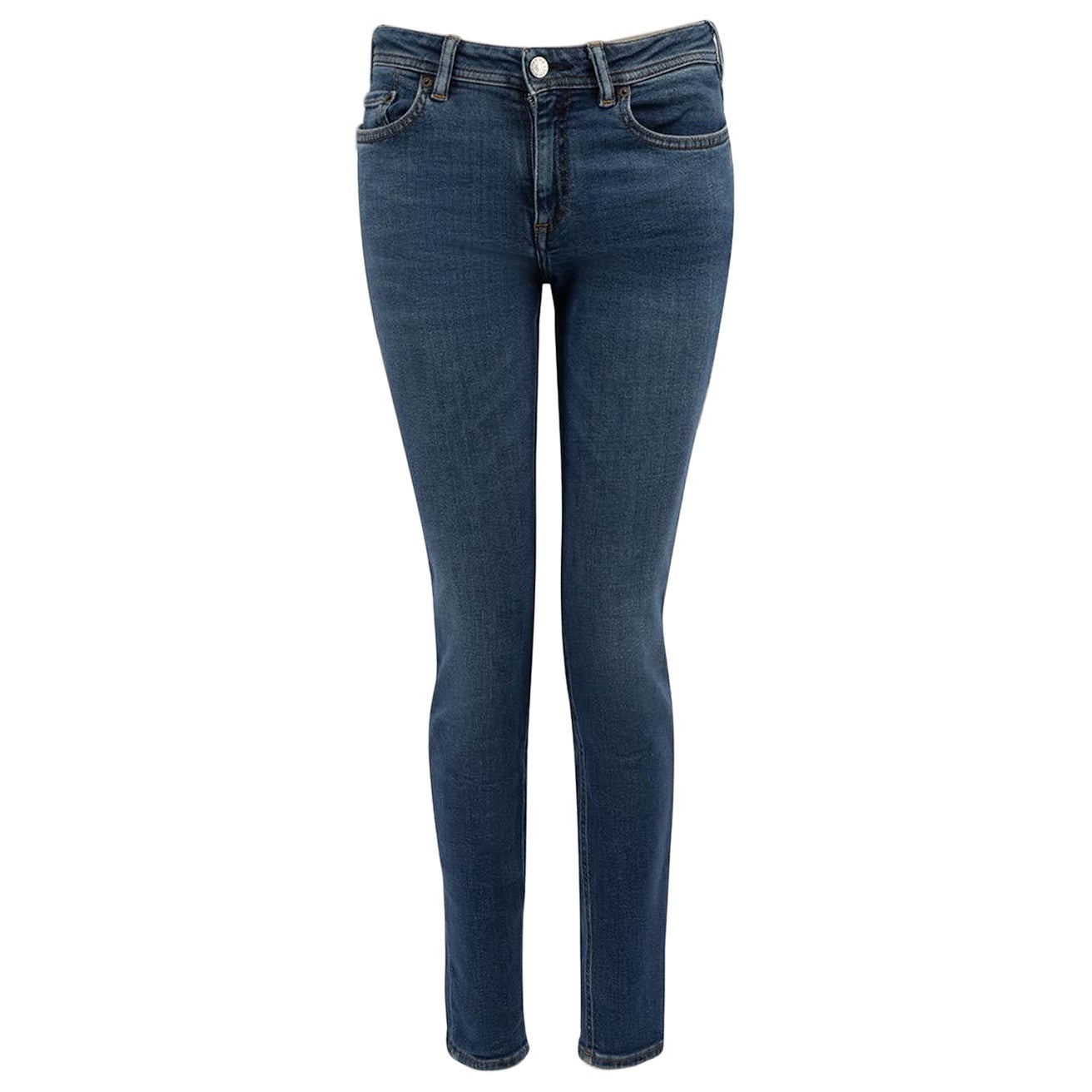 Acne Studios Blue Denim Low-Rise Skinny Jeans Size M For Sale