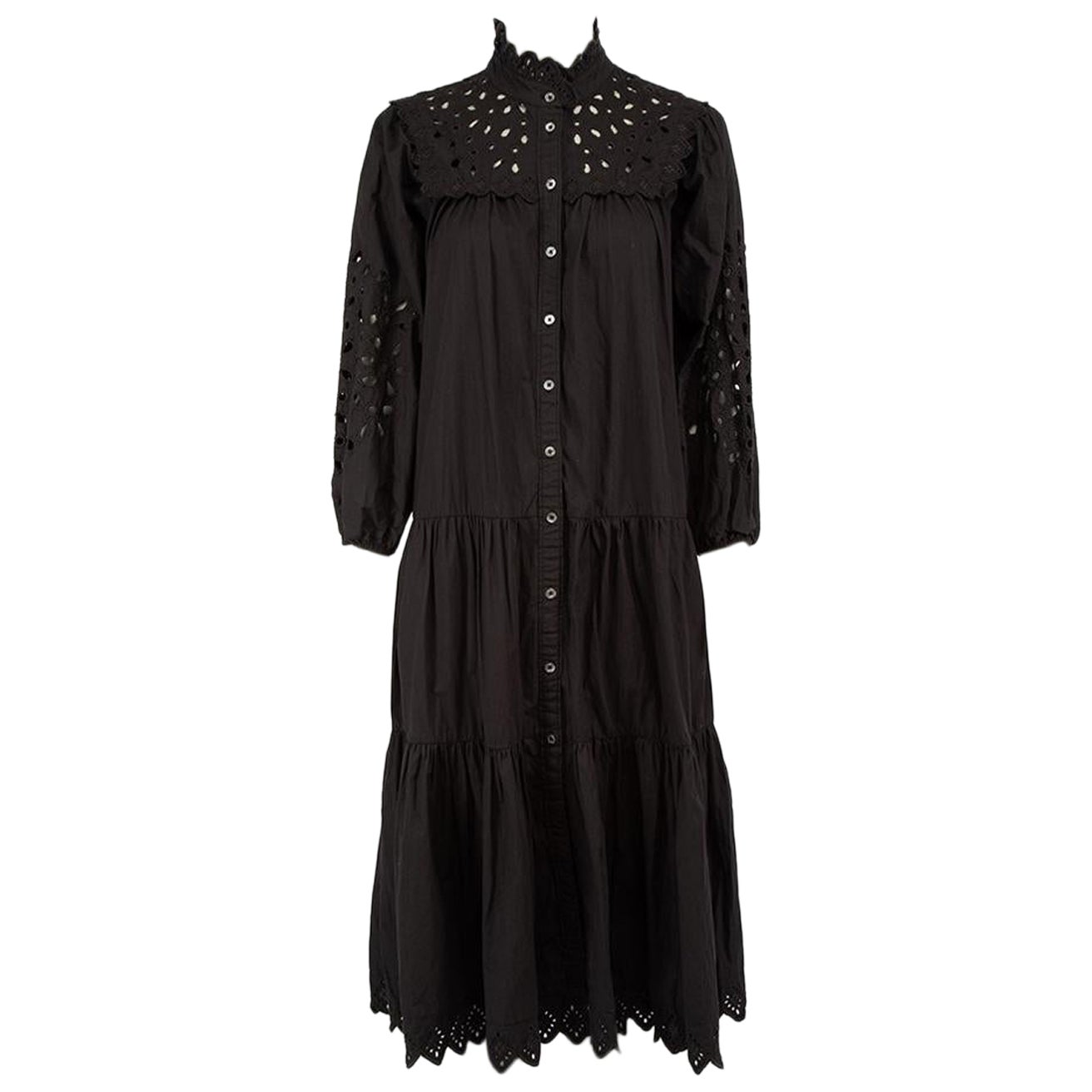 Sea New York Black Broderie Midi Shirt Dress Size XS For Sale