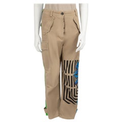 Dior 2022 Khaki Denim D-Flower Pop Motif Cargo Trousers Size S