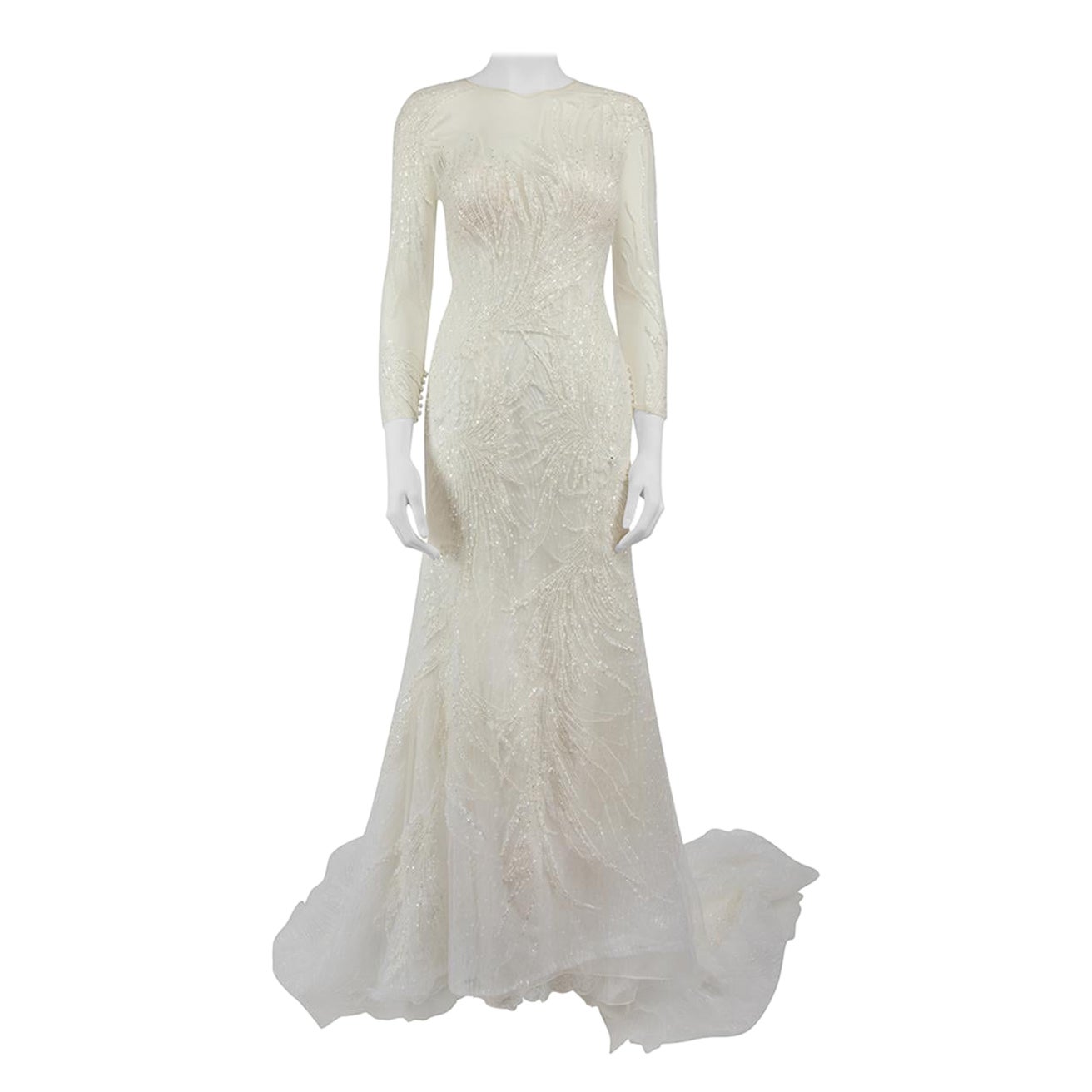 Pronovias Weißes verziertes Hochzeitskleid Größe M