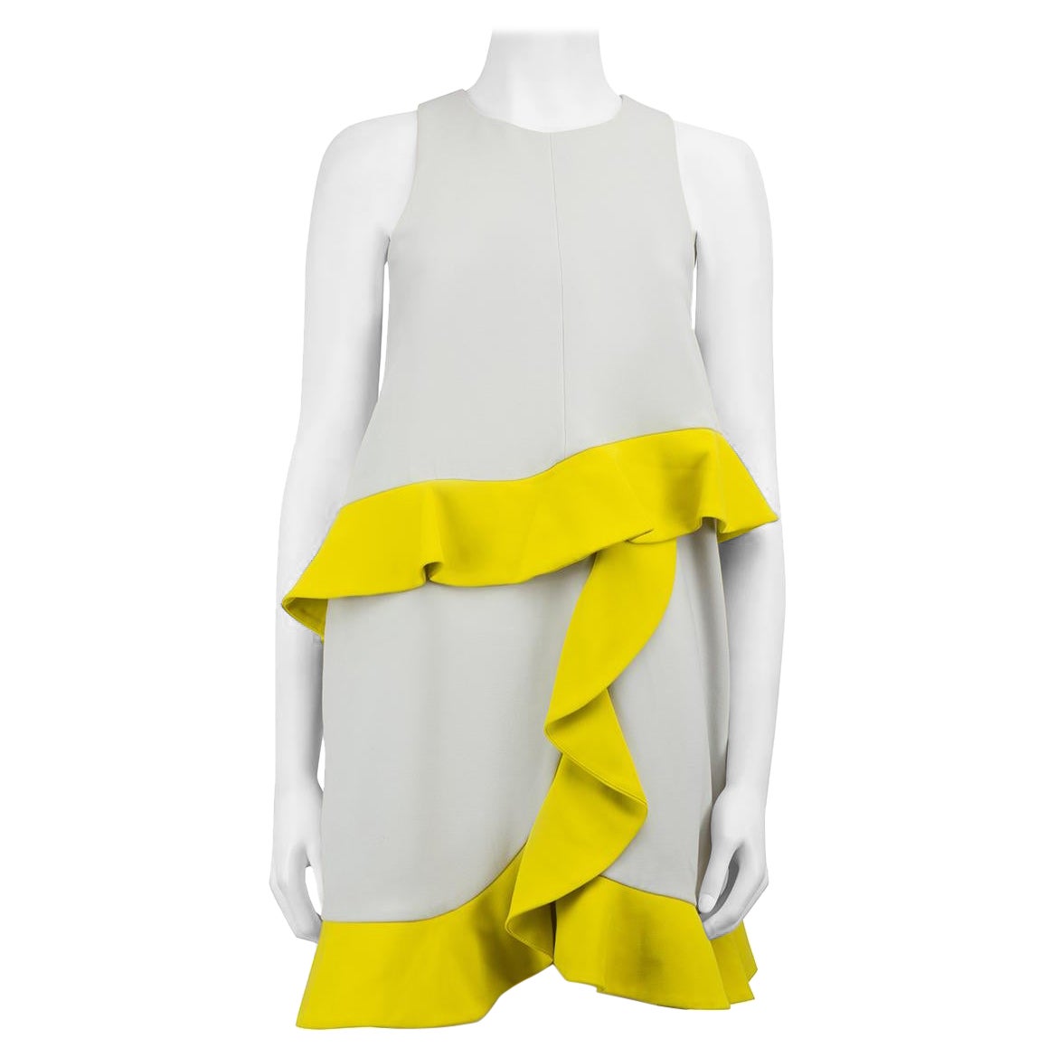 MSGM Grey Contrast Ruffle Trim Mini Dress Size S For Sale