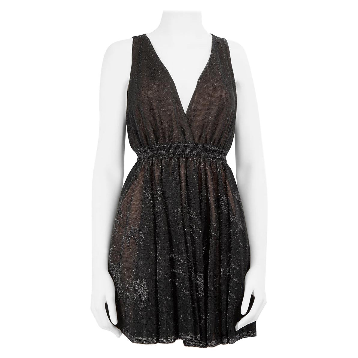 Alaïa Black Swallow Glitter Mini Dress Size S en vente