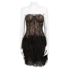 Jovani - Robe noire ornée de plumes, taille S