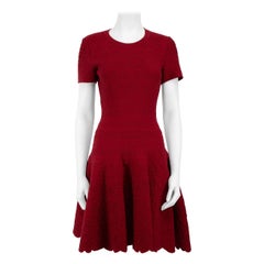 Alaïa Red Wool Floral Jacquard Knit Dress Size L