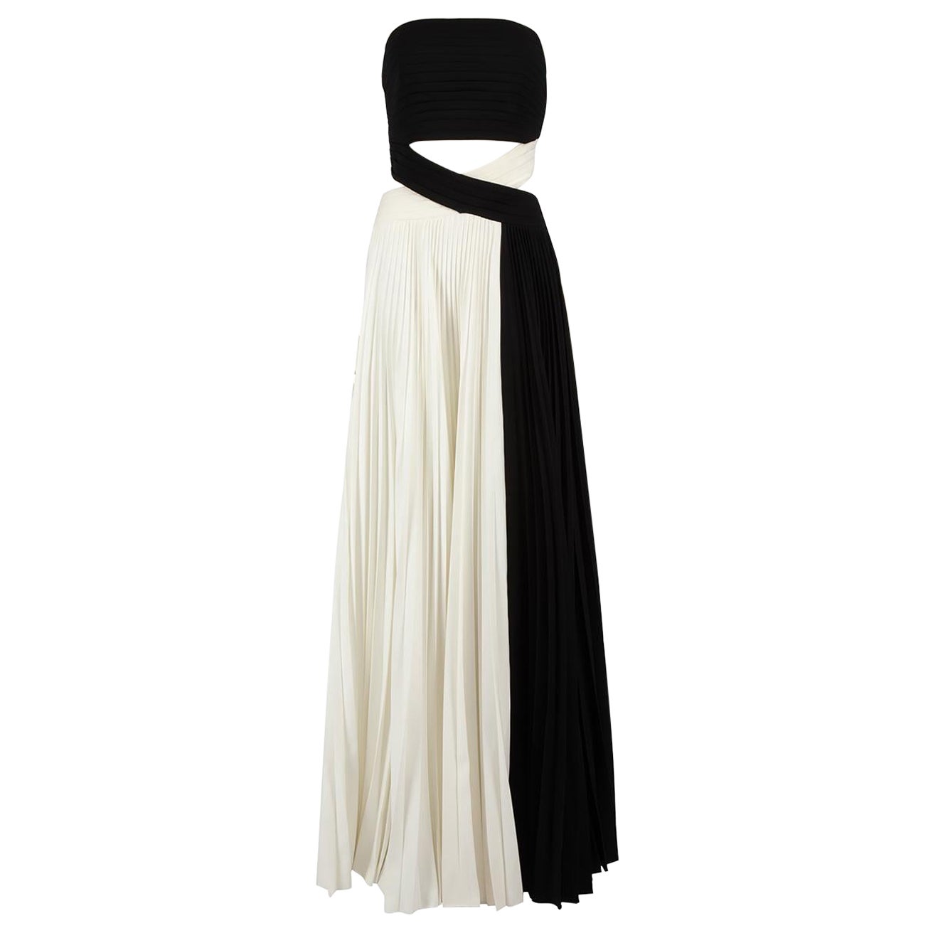 Honayda S/S23 Black & White Strapless Pleated Gown Size S For Sale
