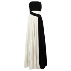 Honayda S/S23 Schwarz-weißes trägerloses plissiertes Kleid in Schwarz & Weiß Größe S