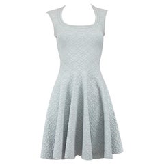 Alaïa Blue Glitter Pattern Knee Length Knit Dress Size M