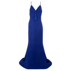 Honayda - Robe longue bleue avec pompons, taille XL