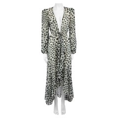 PatBO Grey Polka Dot Ruffled Maxi Beach Dress Size XS