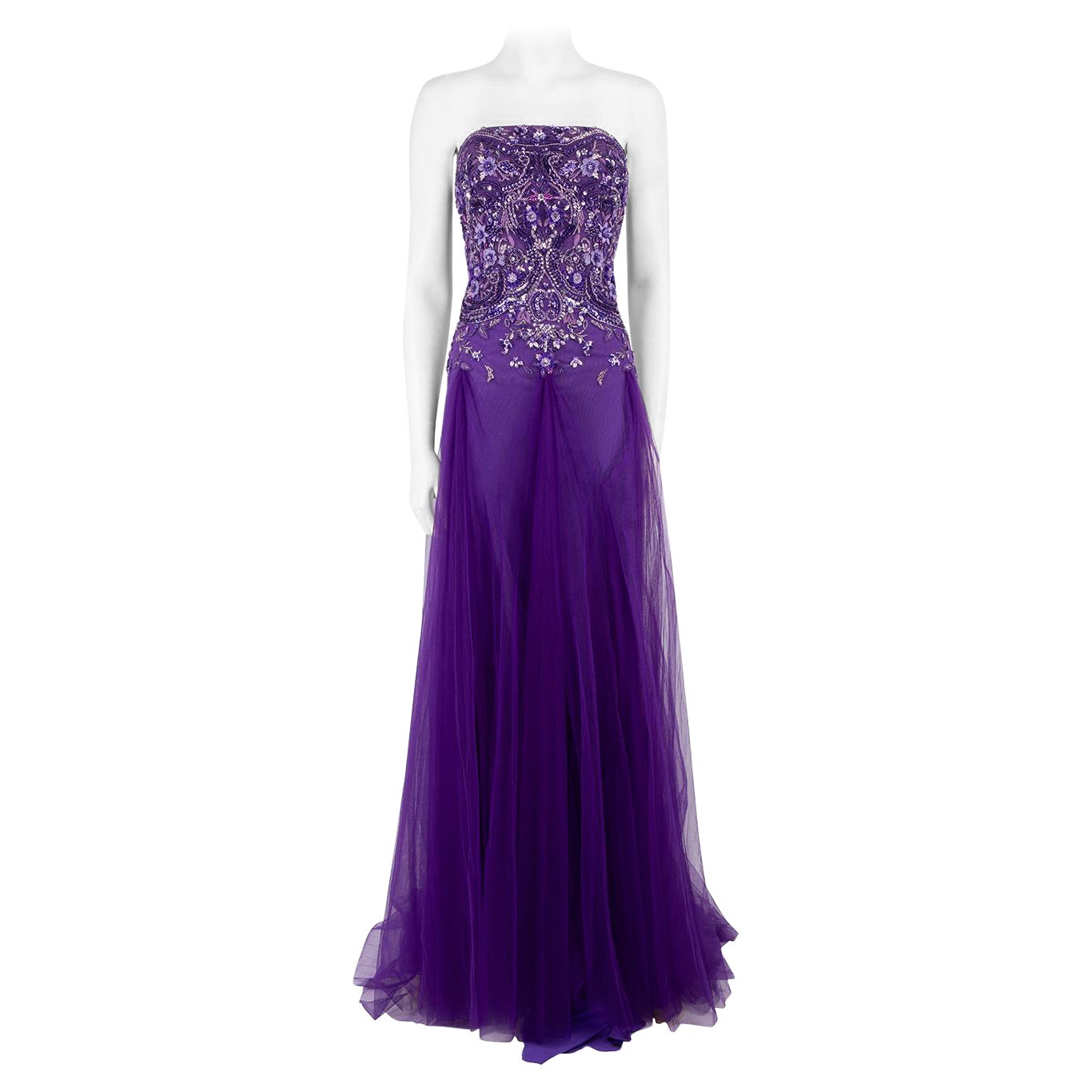 Honayda SS23 Purple Embellished Strapless Gown Size S For Sale