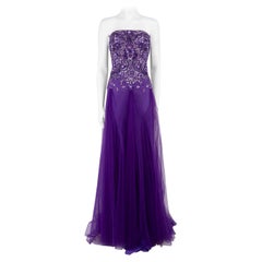 Used Honayda SS23 Purple Embellished Strapless Gown Size S