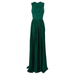 Honayda AW22 Green Open Back Chiffon Pleated Gown Size XS