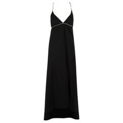 Francoise Black Crystal Embellished Wool Slip Dress Size XXL
