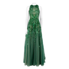 Honayda AW22 Green Tulle Floral Embellished Gown Size S