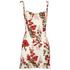 Reformation Ecru Floral Print Mini Dress Size S