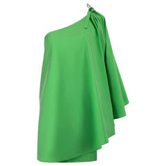 Bernadette Grünes One-Shoulder-Minikleid aus Taft mit Rüschen Größe XL