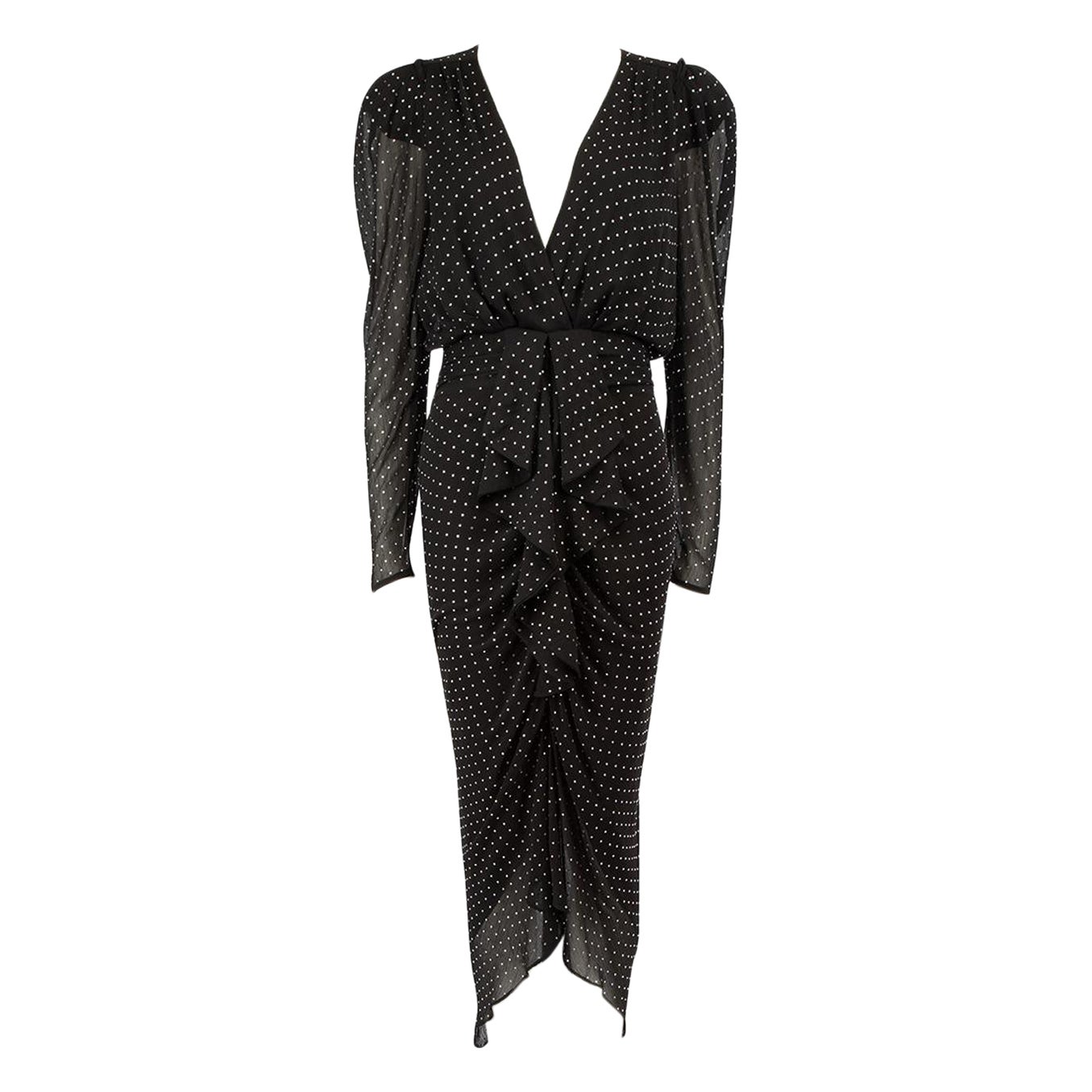 Ronny Kobo Black Crystal Embellished Maxi Dress Size M For Sale