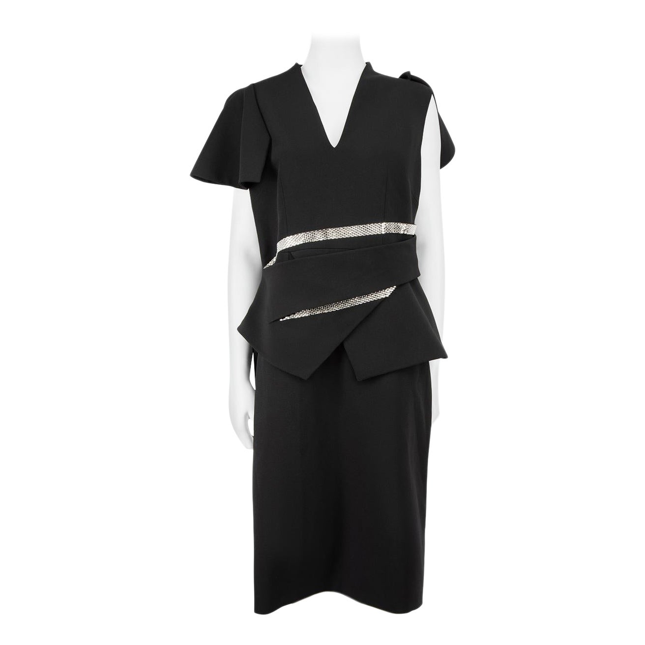 Safiyaa Black Crystal Embellished Detail Midi Dress Size XXXL For Sale