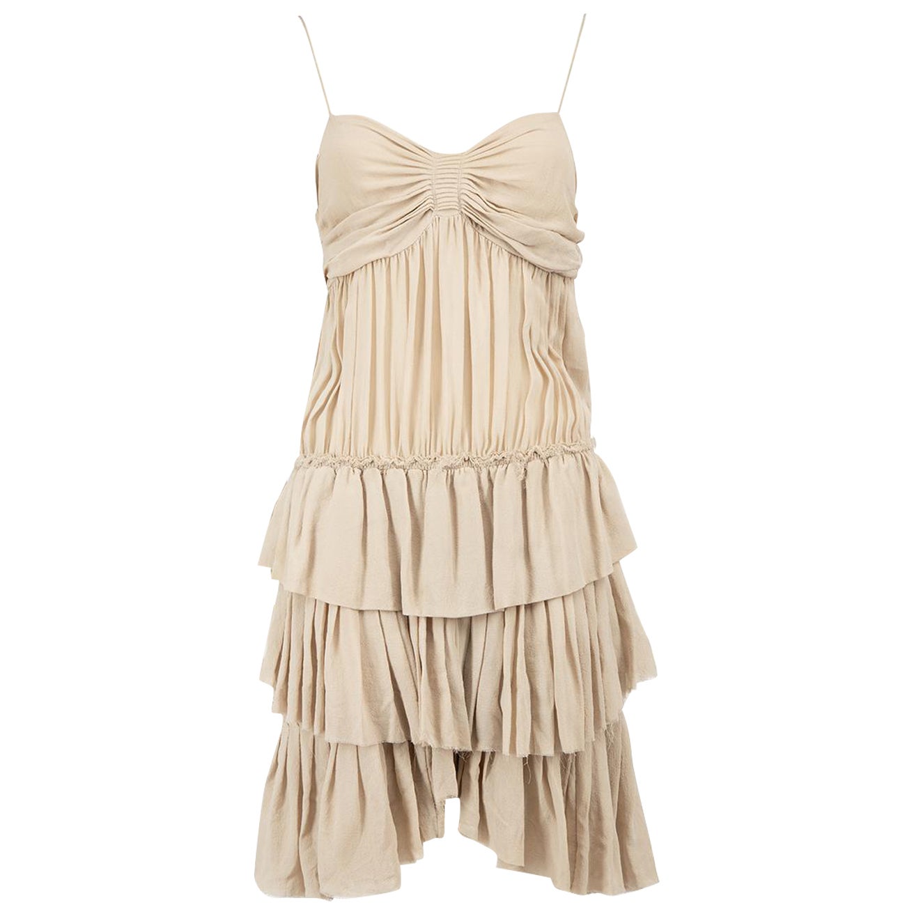 Isabel Marant Beige Silk Camisole Smock Mini Dress Size XS For Sale