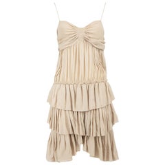 Isabel Marant mini-robe Camisole à smocks en soie beige, taille XS
