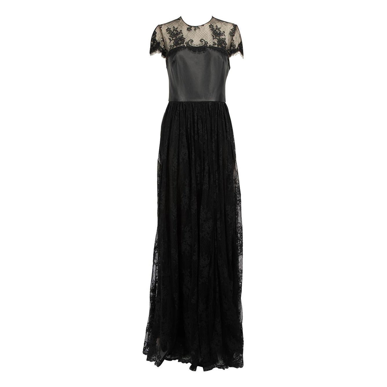 Honayda Black Floral Lace Maxi Gown Size XS For Sale