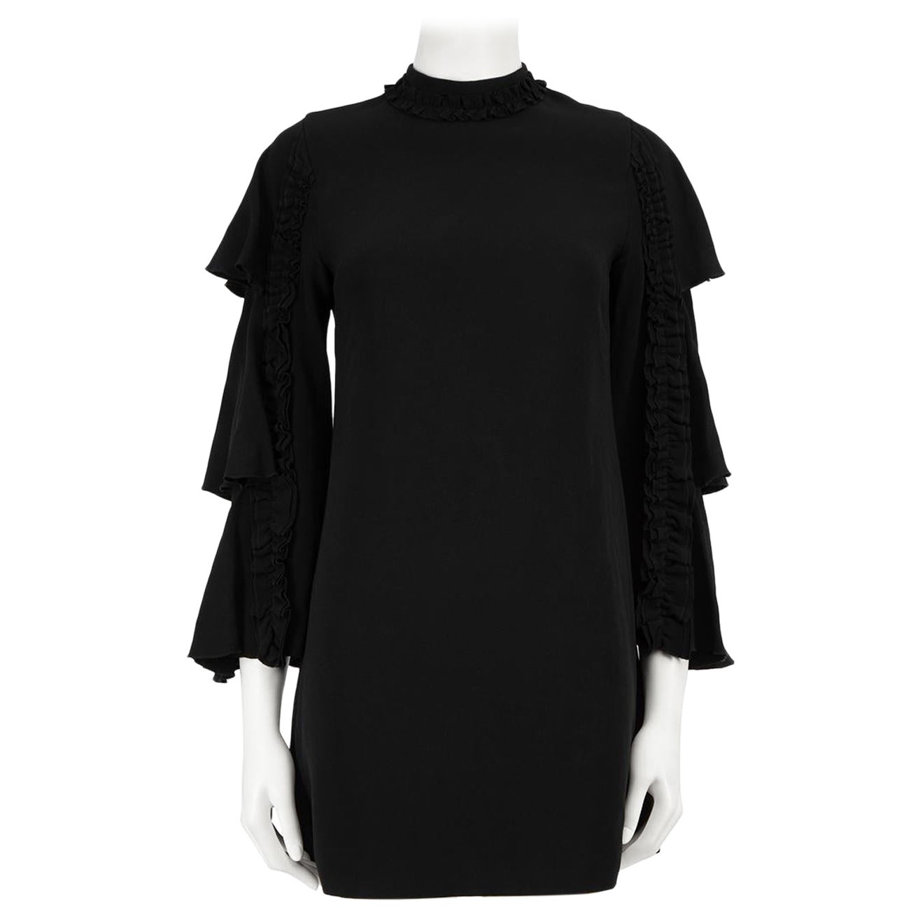 Alexis Black Ruffle Trim Long Sleeves Mini Dress Size S For Sale